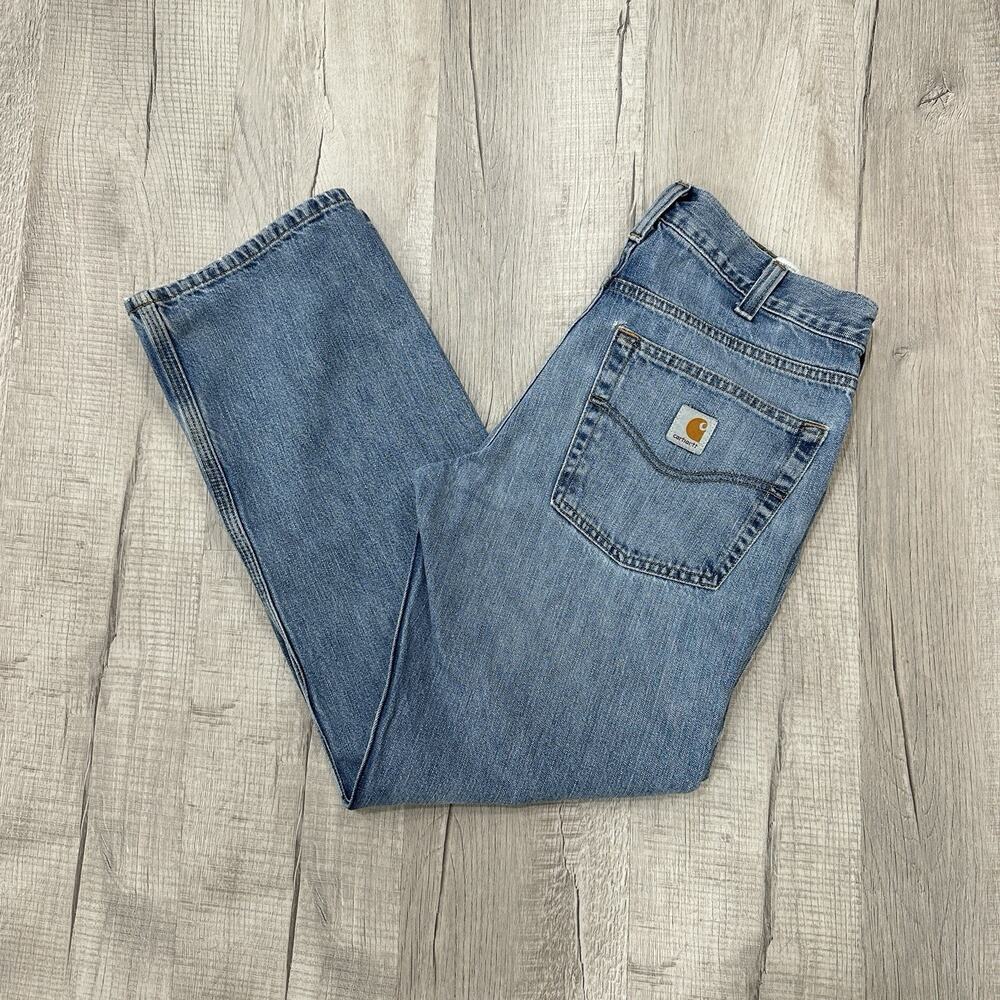 Carhartt Jeans Mens 33x30 Relaxed Fit Straight Leg Workwear Blue Denim B320-990